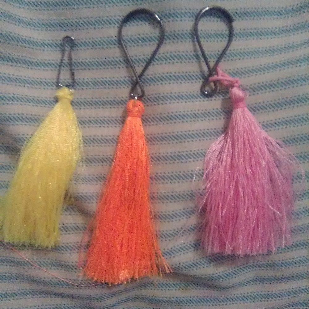 3 handmade tassel keychains